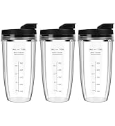 Blender Cups Replacement for Ninja, 24oz Ninja Blender Cups with To-Go Lids Compatible with Ninja...