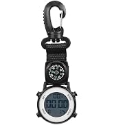 Mikikit Digital Pocket Watch, Clip On Quartz With Portable Hanging Buckle for Backpack, Fob for C...