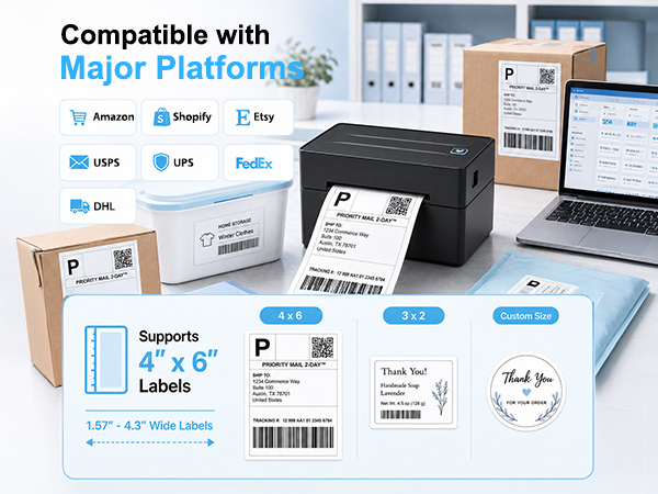 NULLTONEX Bluetooth Thermal Shipping Label Printer Phone/Computer/MAC System Connection Method