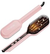 Ionic Hair Straightener Brush for Women - Straightening Brush with Dense Bristles for Short & Lon...