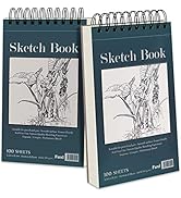 5.5" x 8.5" Sketchbook Set, Top Spiral Bound Sketch Pad, 2 Packs 100-Sheets Each (68lb/100gsm), A...