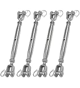 4 PCS 304 Stainless Steel Turnbuckle, 5/16" (M8) Heavy Duty Turnbuckles Tensioner Closed Body Jaw...