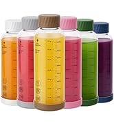 Sursip Glass Juice Bottles 6 Pack 16 oz – Reusable Glass Water Bottles with Stainless Steel Lids ...