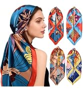 upeilxd 4 Pcs Head Scarf for Women Silk Scarf Hair Scarf Bandanas 35" Square Satin Bag Silk Hair ...