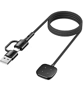 2 in 1 for Fitbit Versa 4/Sense 2/Sense/Versa 3 Charger, USB-C/A 3.3FT Replacement Smart Watch Ch...