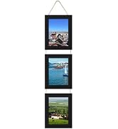 THKRLOF 5x7 Picture Frames Collage, Real Glass Wooden Vertical Hanging 3 Opening 5 by 7 Photo Fra...