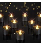 Homemory Black Tea Lights Candles Battery Operated, 200+Hour Flameless Flickering Fake Electric L...