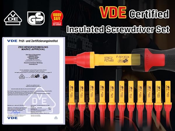 HURRICANE VDE & GS Certified 1000V Insulated Electrician Screwdriver Set