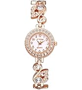 JewelryWe Iced-Out Watch for Women - Round Analog Quartz WristWatches Elegant Rhinestone Bangle B...