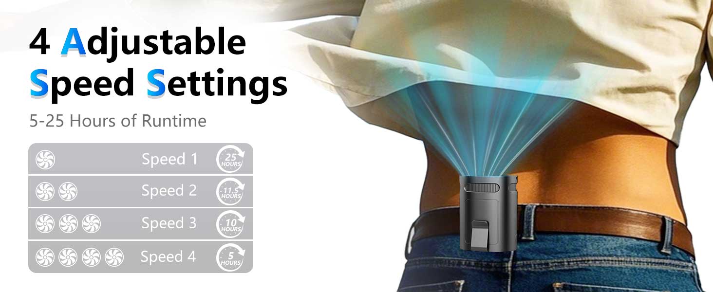 belt fan clip on waist portable cooling fan