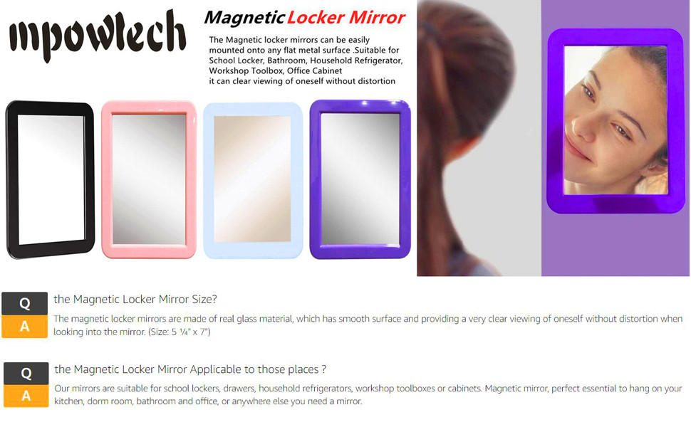 Mpowtech Magnetic Locker Mirror,Makeup Compact Mirror