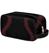 Ackutea Kids Travel Toiletry Bag - Black Baseball Waterproof Hanging Cosmetic Hygiene Bags for Bo...
