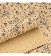 Yarcony Kraft Floral Wrapping Paper, Wildflower Wrapping Paper, Vintage Gothic Boho Black Floral ...