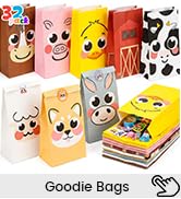 LovesTown 32 Pcs Farm Animal Party Favor Bags with Stickers - 8.7" x 4.7" x 3.1" Cute Barnyard Th...