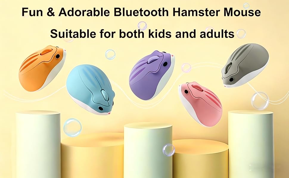 Wireless Mouse Cute Hamster Shape Silent Click Portable Men Women Adults School Office Work Gift