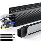 Cable Management Under Desk 31.5'' J Channel Cable Raceway, 2 Pack Cord Hider Desk Cable Tray, No...