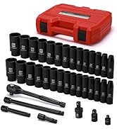 MIXPOWER 36-Piece 1/2-Inch Drive Deep Impact Socket Master Set with 10-inch Quick-release Ratchet...