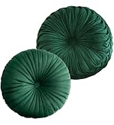 Teieas 2 Pcs Round Throw Pillows Pleated Velvet Pumpkin Round Pillows Floor Cushion for Living Ro...