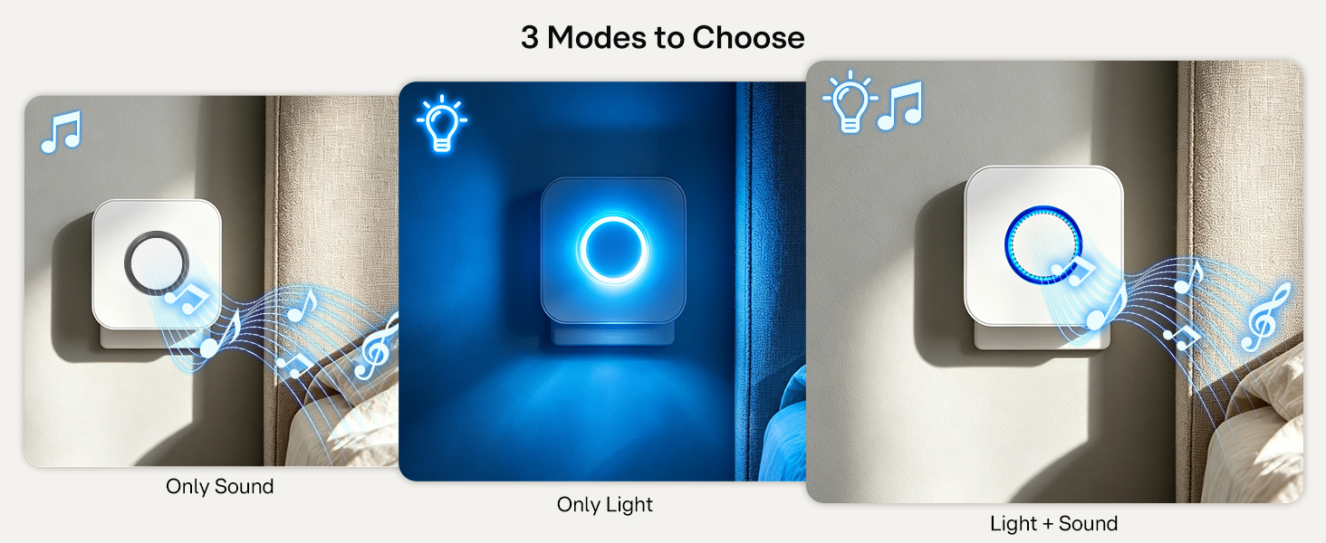 wireless door alarm sensor with 3 LED modes