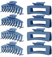 Blue Hair Clips for Women - 8 Pack 4.3 Inch Large Hair Claw Clips for Women Thin Thick Curly Hair...