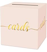 LIKAJON 1 Pack Blush Pink and Gold Foil Card Box for Party, 8.7" Blush Pink Gift Card Box for Bir...