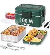 Electric Lunch Box for Adults ,100W 3.5L 2-Layer Heated Lunch Box for Men / Car /Truck/Home/Work,...