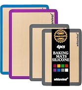 whisrvival 4 Pack Silicone Baking Mat, Non-Stick Silicone Baking Sheet, Food Safe Silicone Mats f...