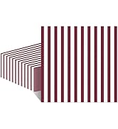 CaliLain 50 Pcs Burgundy Striped Napkins; 3-ply Maroon Napkins Disposable; Burgundy Stripe Napkin...