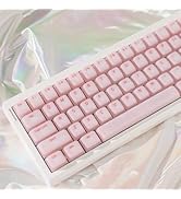 Pink Pudding Keycaps, Cute Silicone Keycaps for Long Nail, Custom Shine Through Keyboard Cap, 113...