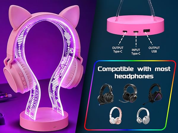 CoolGift Mart Light Up 16 Colors Headphone Stand