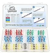 160 Pcs Solder Seal Wire Connectors Kit, Electrical Connectors Heat Shrink Wire Connectors Waterp...
