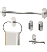 MIROAMZ 5-Piece Bathroom Hardware Accessories Set, Self-Adhesive & Wall Mounted SUS304 Stainless ...