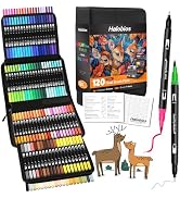 Halobios 120 Colors Dual Brush Marker Pens, Art Markers with Fine and Brush Tip Coloring Markers ...