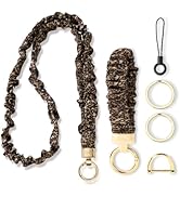 Stretchy Scrunchie Lanyard & Wristlet Set – Cute ID Badge Lanyard with Wrist Keychain for Women, ...