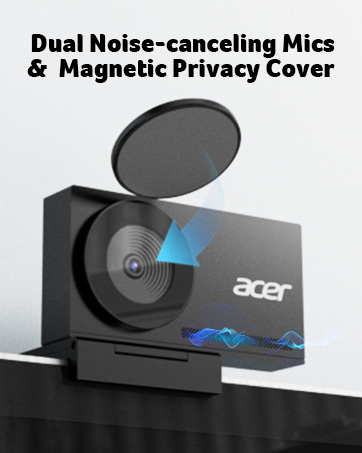 Dual Noise-canceling Mics& Magnetic Privacy Cover