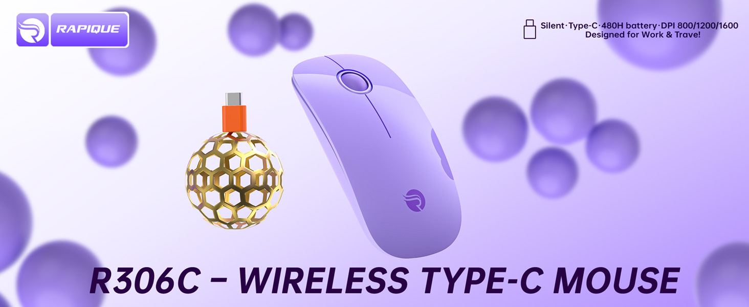 R306C USB C Wireless Mouse for Macbook, iPad, Chromebook