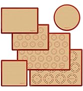Silicone Baking Mat Set of 6, Easy Clean & Non-Stick Food Grade Reusable Baking Mat, Silicon Baki...