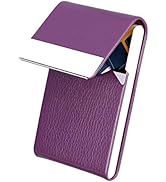 JuneLsy Business Card Holder - Professional PU Leather Business Card Case Metal Name Card Holder ...