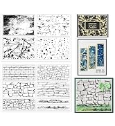 GLOBLELAND 2 Sheets Texture Background Clear Stamp for Scrapbooking Wall Texture Silicone Stamps ...
