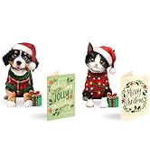 Freshcut Paper Pop Up Cards, Mini Christmas Puppy & Kitten, 6 Inch Mini Sized 3D Pet Gifts, Popup...