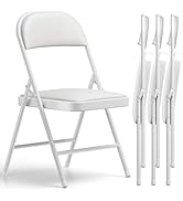Folding Chairs 4 Pack, PU Leather Padded Folding Chairs for Outside and Indoor, Heavy Duty Portab...