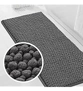 Turquoize Luxury Bath Runner for Bathroom Gray Bathroom Rug 47 x 20 Inches Chenille Shaggy Bath M...