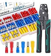 smseace 160pcs Bullet Wire connectors with Stripping/Cutting/Crimping Tool 22-10AWG Insulated Mal...