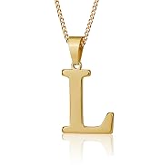 Suweibuke Initial Necklace for Men Women Boys Girls, 18K Gold Plated 26 Letters Pendant Necklace,...