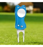 TZWXHDM Golf Divot Repair Tool, All Metal Foldable Divot Tool with Pop-up Button & Magnetic Ball ...