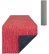 2 in 1 Solid Coffee Table Runner, 13" x 72", Reversible Design with Non-Slip Mat, Durable & Washa...