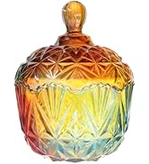 WADORN 23oz Large Glass Candy Dish with Lid, Colorful Christmas Crystal Candy Jar with Lid Hand P...