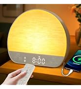 JONRRYIN Sunrise Alarm Clock Sound Machine, Wake Up Light - Bluetooth Speaker, Dual Alarms, Dimma...