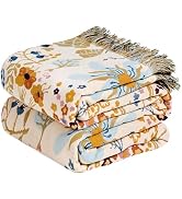 Wzvzss Boho Throw Blanket - 100% Cotton Throw Blankets for Bed Couch, 50"x60" Soft Muslin Lightwe...