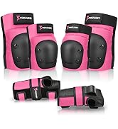 Forzueby Adult/Kids Knee Pads Elbow Pads Wrist Guards 6 in 1 Protective Gear Set for Inline Rolle...
